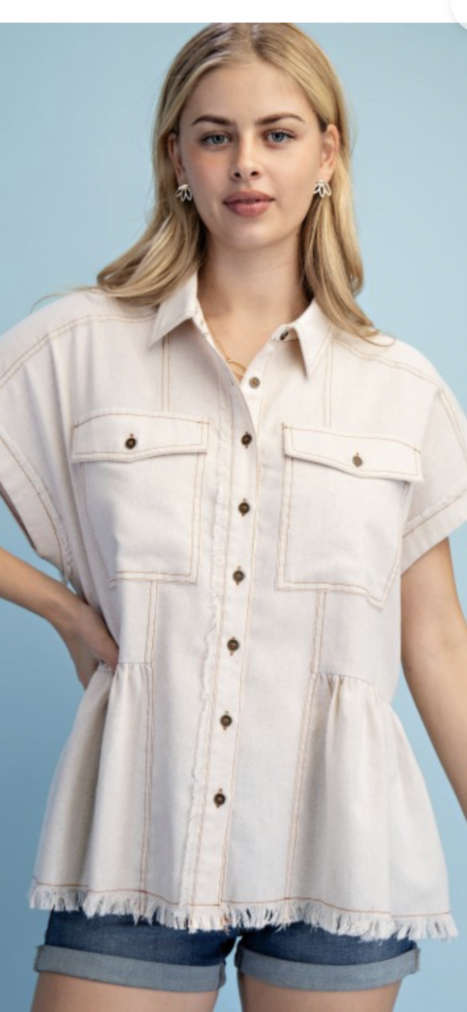Oversized contrast stictching top