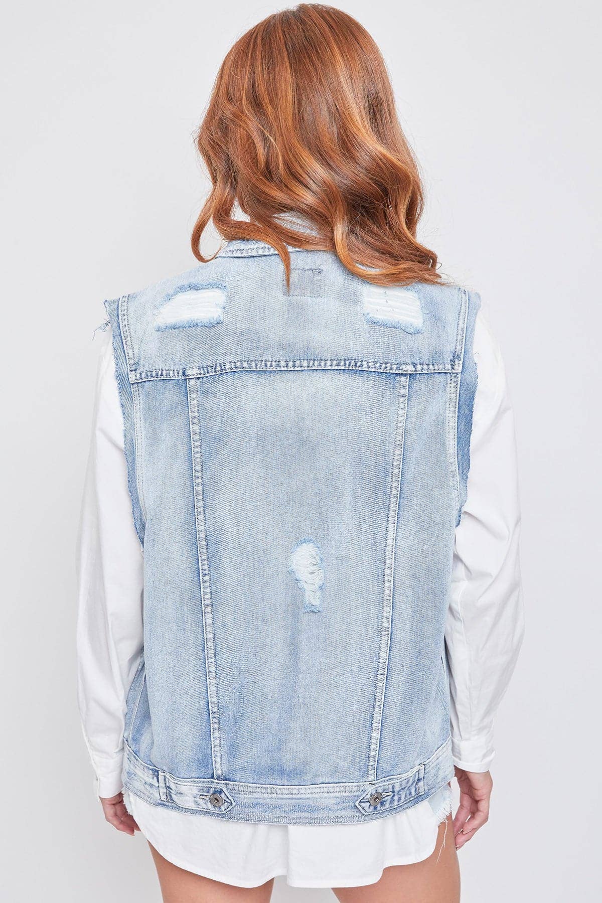 Oversized Boyfriend Fit Denim Vest-V42676