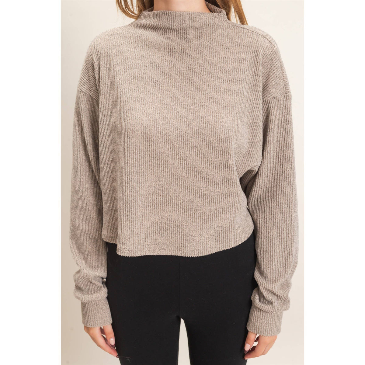 Ribbed Mock Neck Top