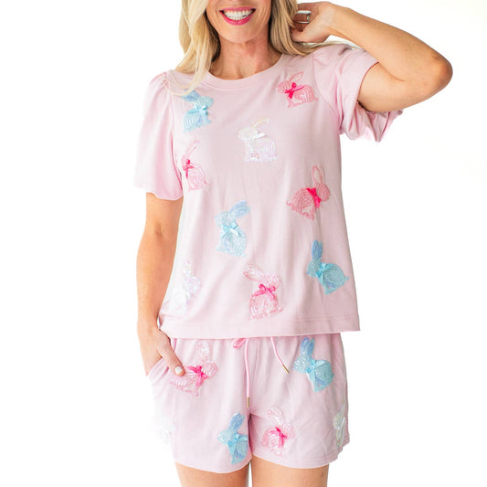 Mary Square sequin bunny short set