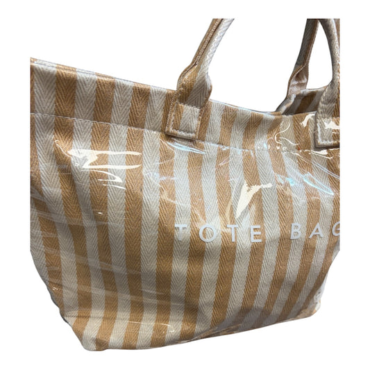 Taupe stripe wipeable tote