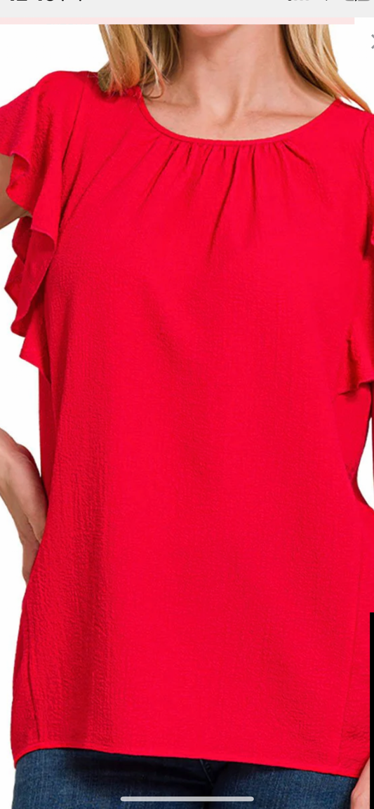 Ruby red pleated air flow top