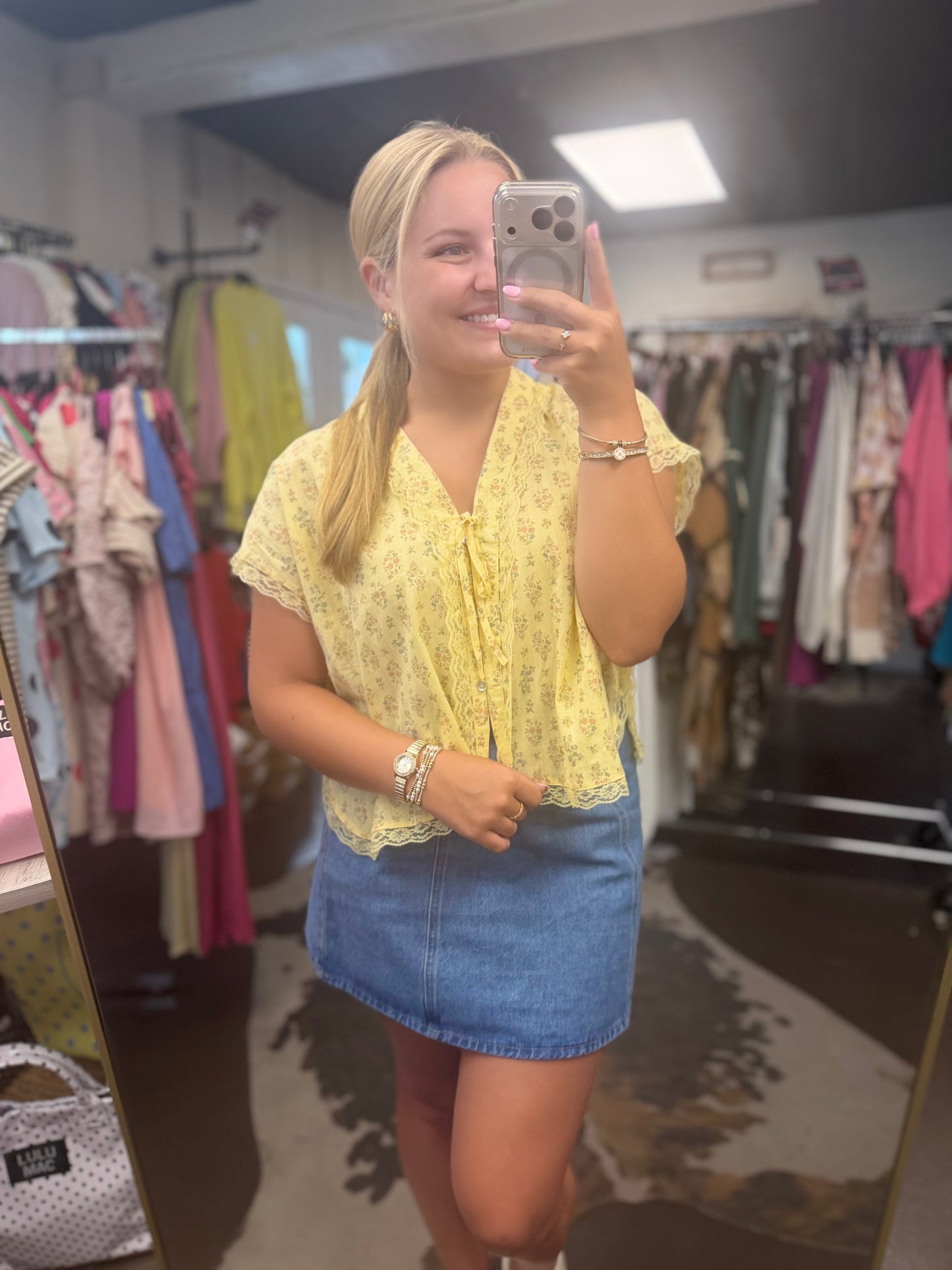 Romantic Floral Lace Tie Blouse