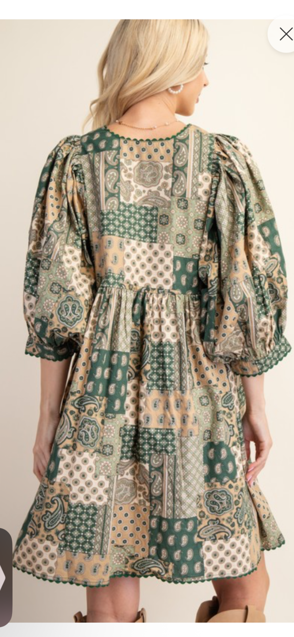 Patch paisley olive dress