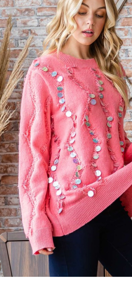 Party pink sparkle sweater