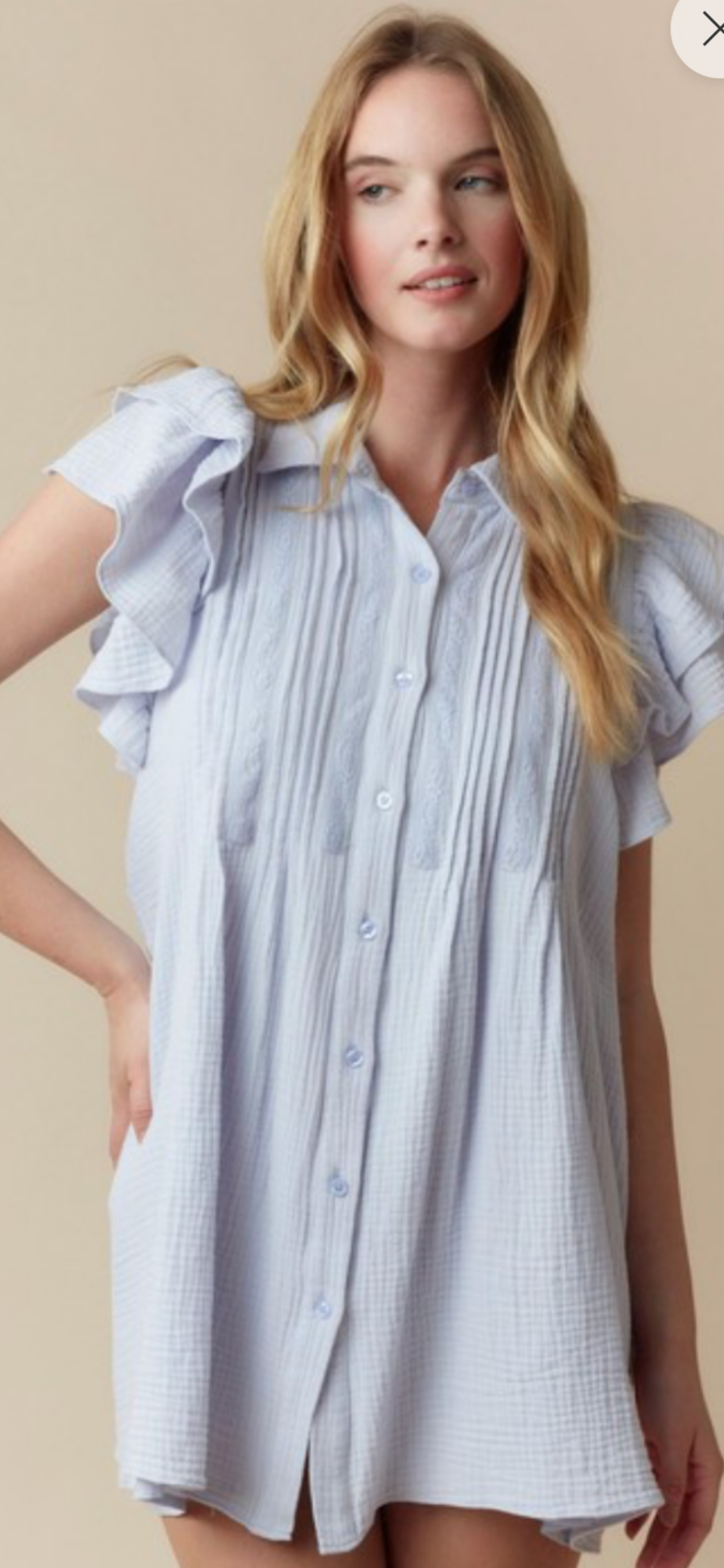 Cotton periwinkle lace detail dress