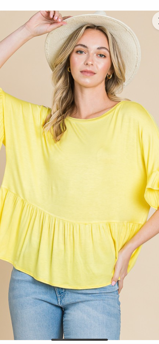 Lemon drop  ruffle sleeve