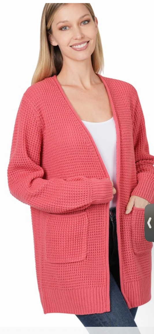 Pink mauve waffle cardigan