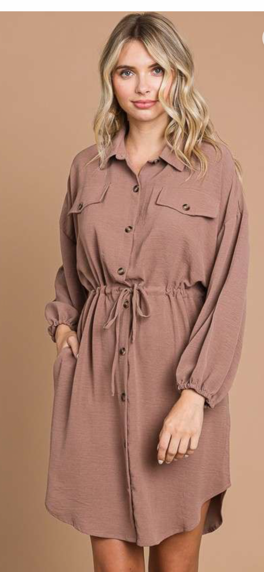 Taupe crinkle dress