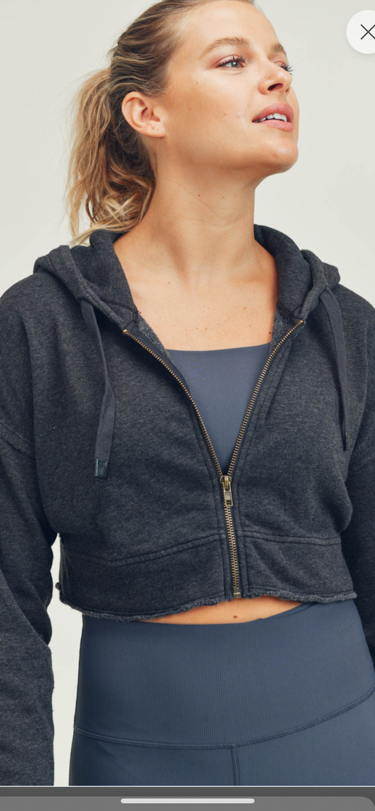 Cropped zip up hoodie