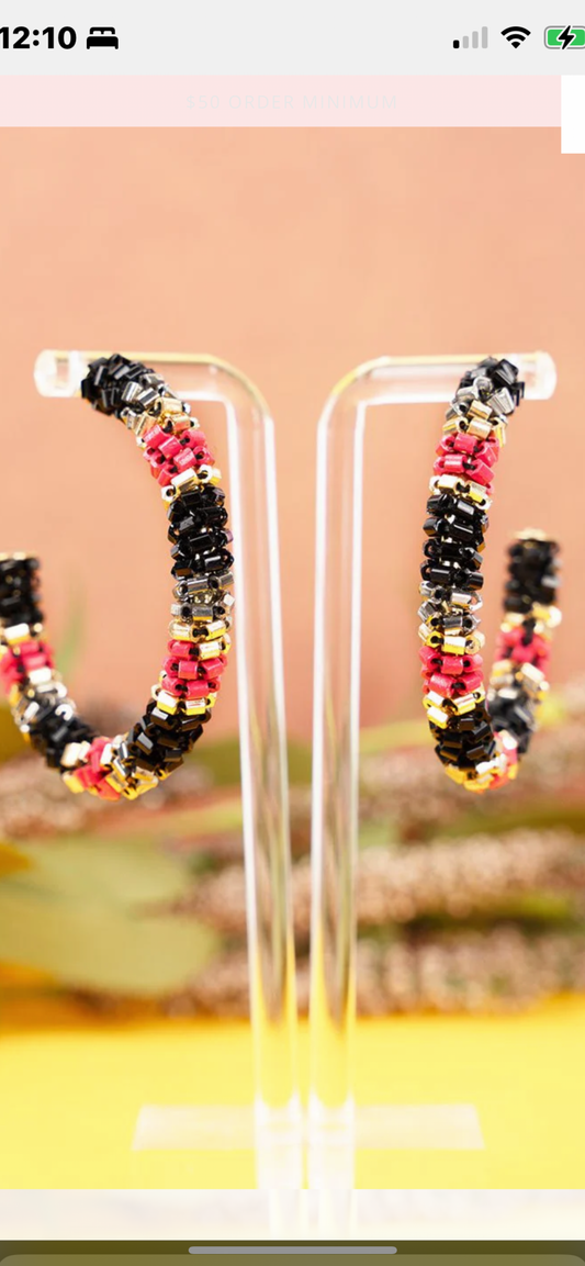 Black/red sparkle earrings