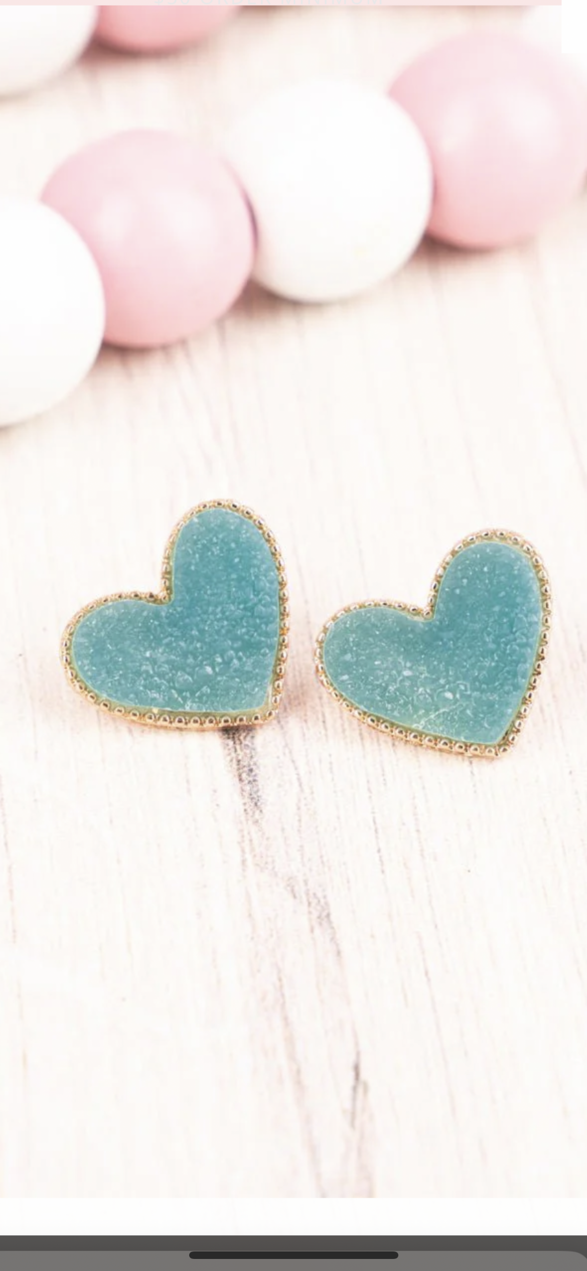 Aqua heart crystal earrings