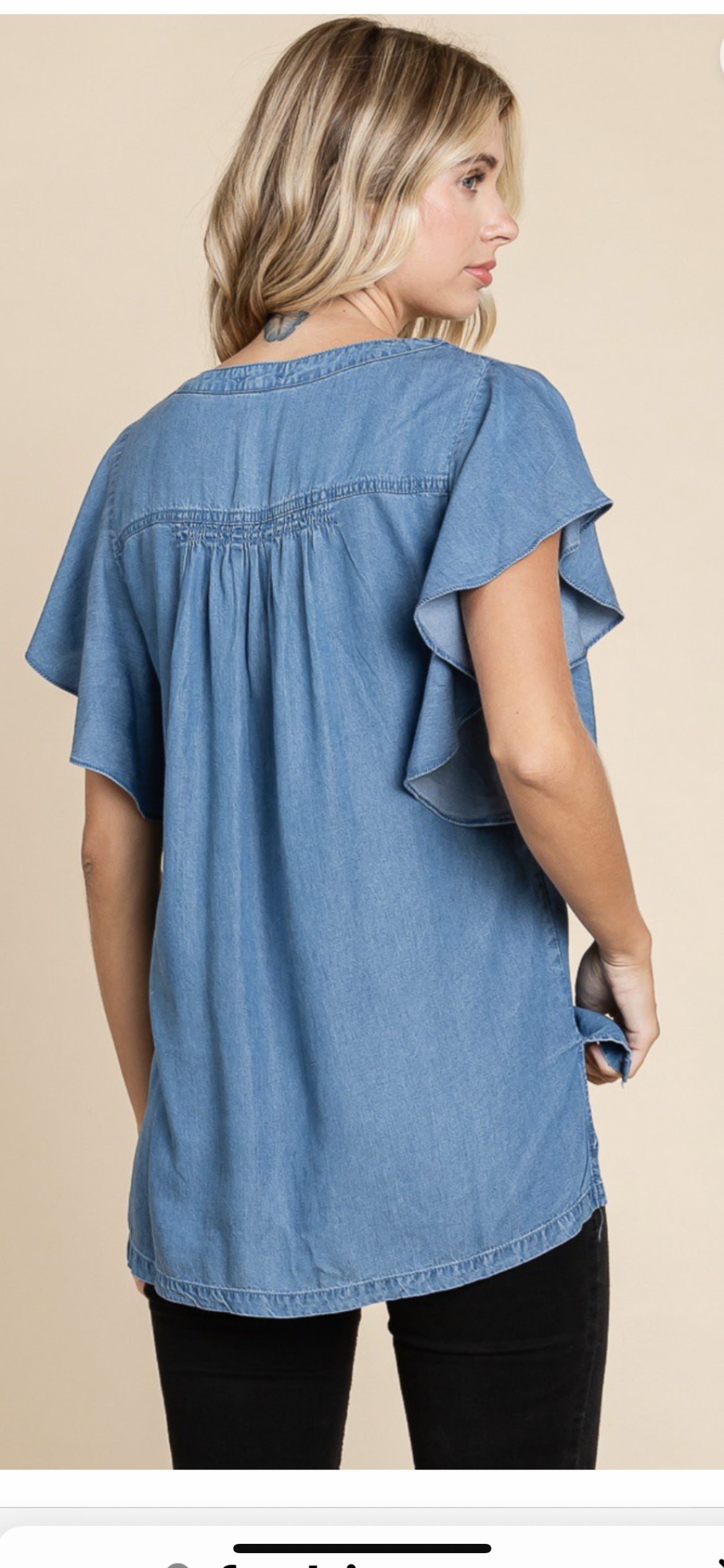 V neck ruffle sleeve top