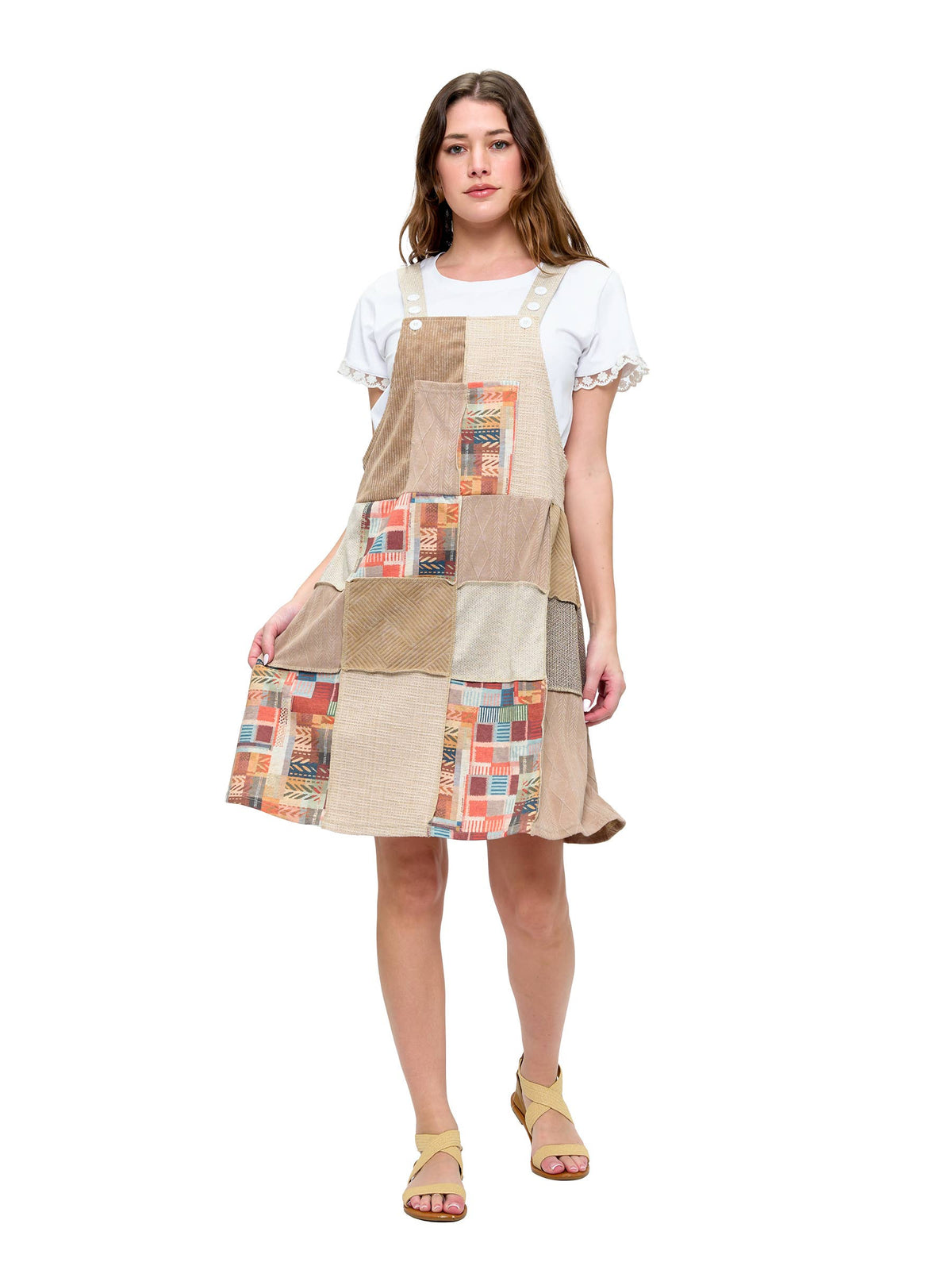 Overall Knee Dress Patchwork