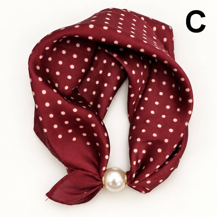 - Silk Feel Pearl Magnetic Clasp Scarf Necklace