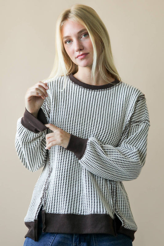 Oversized Waffle Knit Casual Top