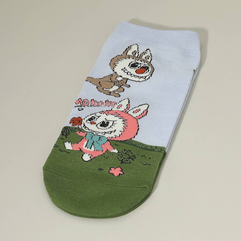 Fun Monster Bunny Character Printed Ankle Socks