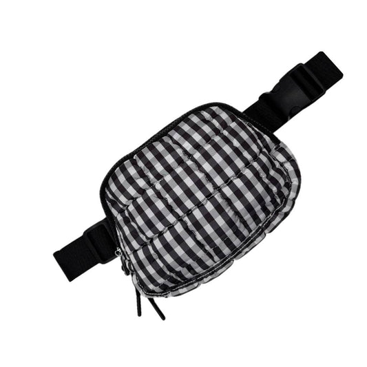 Gingham Puffer Quilted Belt Bag Black/White