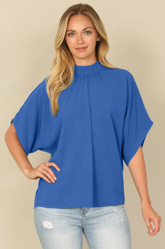 Air flow mock neck top