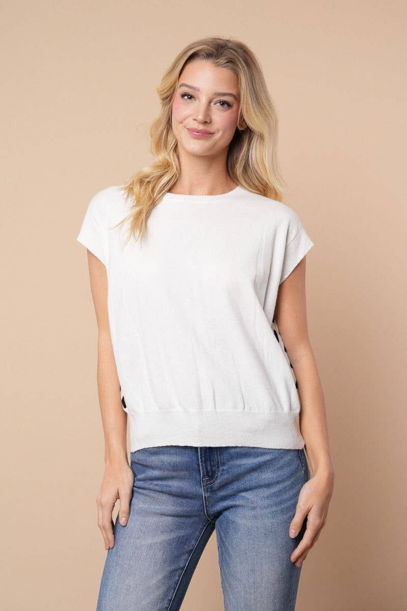 Short Sleeve Solid Knit Top