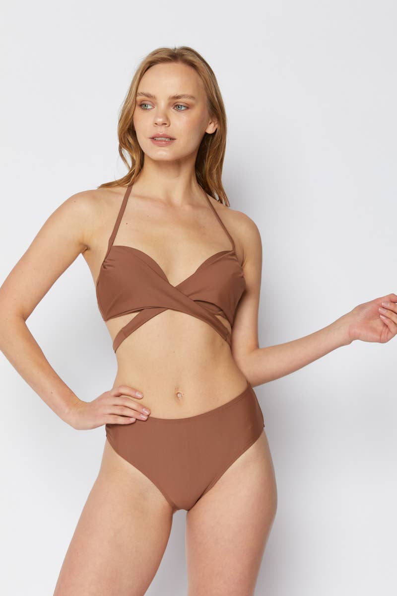 Moulded bra top, Skinny highwaistBrown