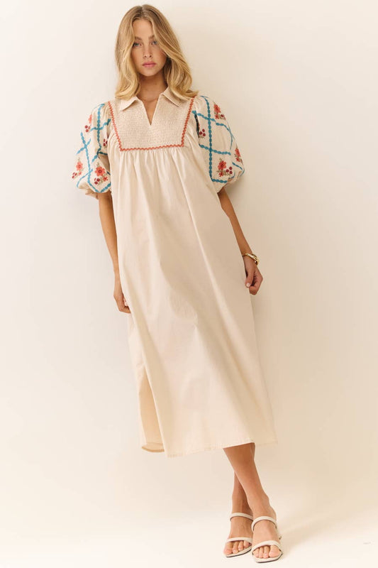 Cotton Poplin Midi Dress