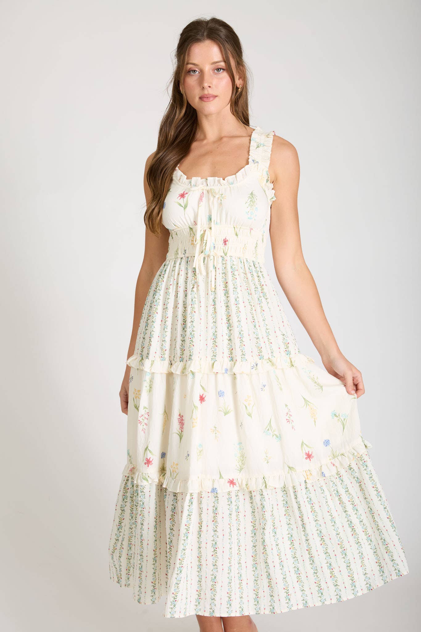 Embroidered step into a meadow dress