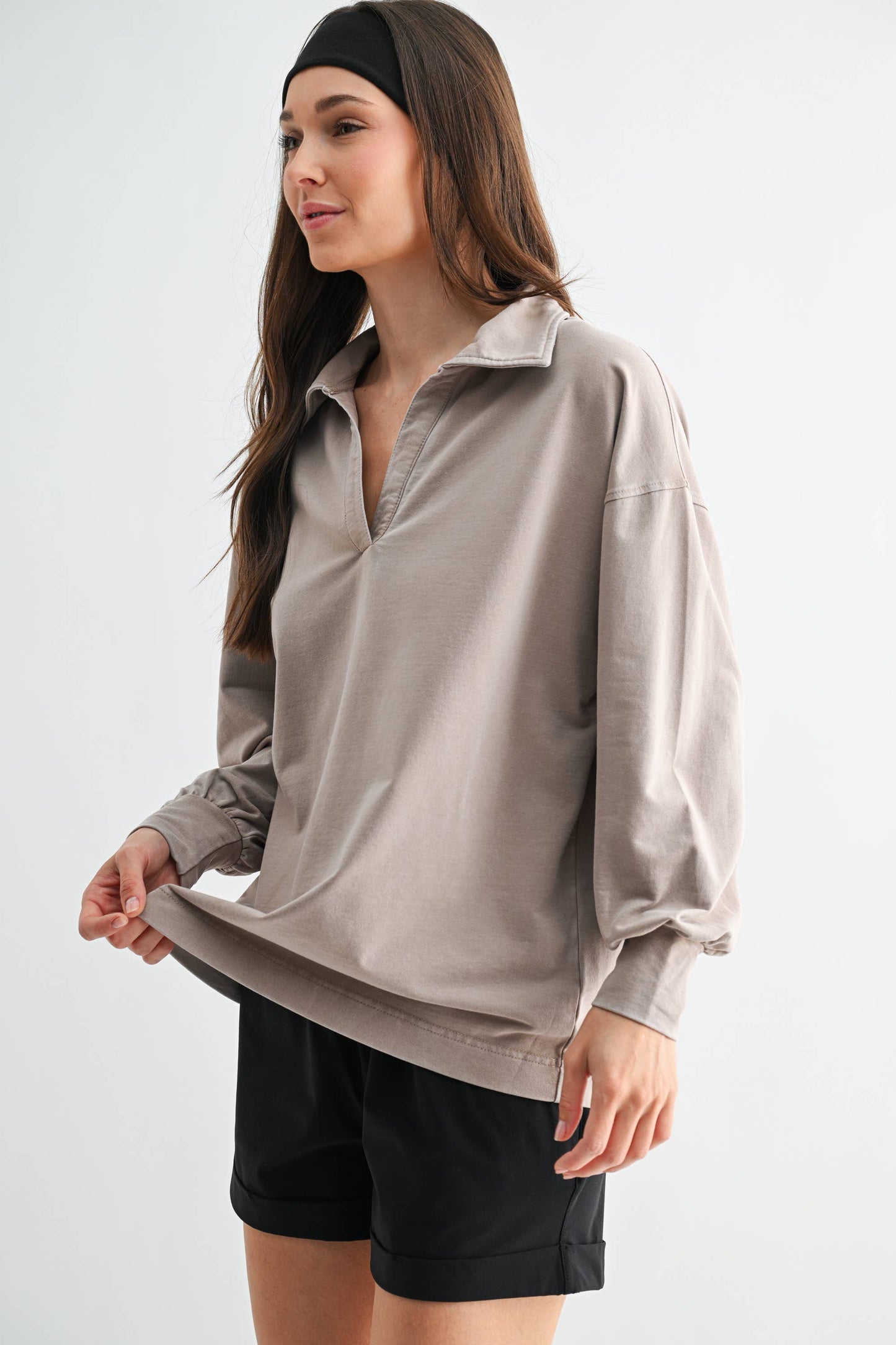 Sunfade Cotton Collared Long Sleeve