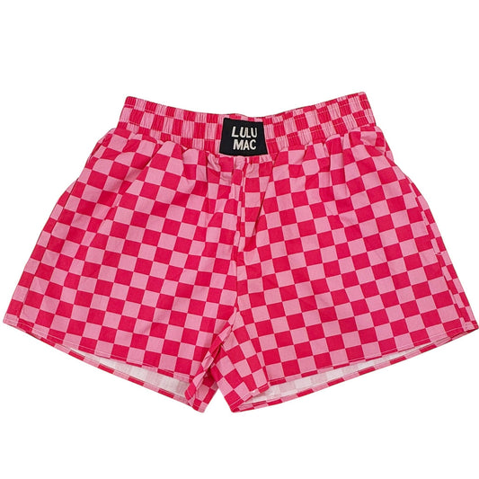 PINK/PINK CHECK BOXER SHORTh