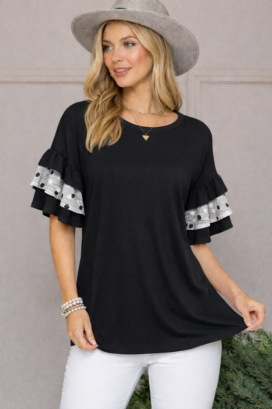 Polka dot flutter sleeve