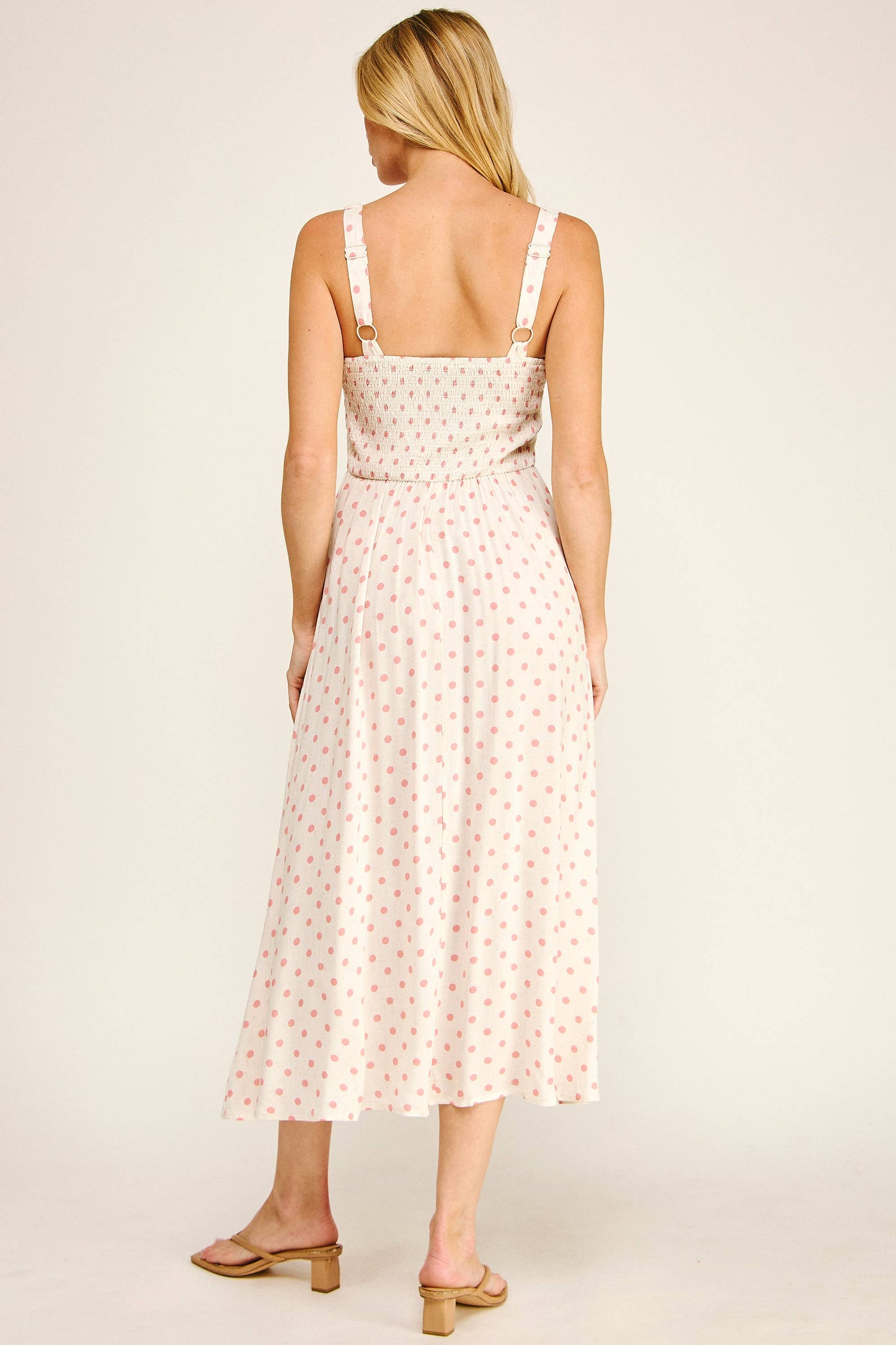 POLKA DOT LINEN CHALLIS MIDI DRESS