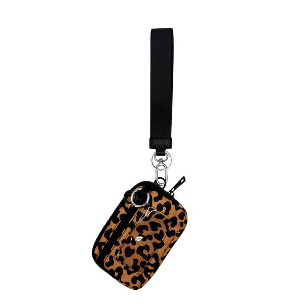 Wristlet Key Chain Single Pouch Leopard