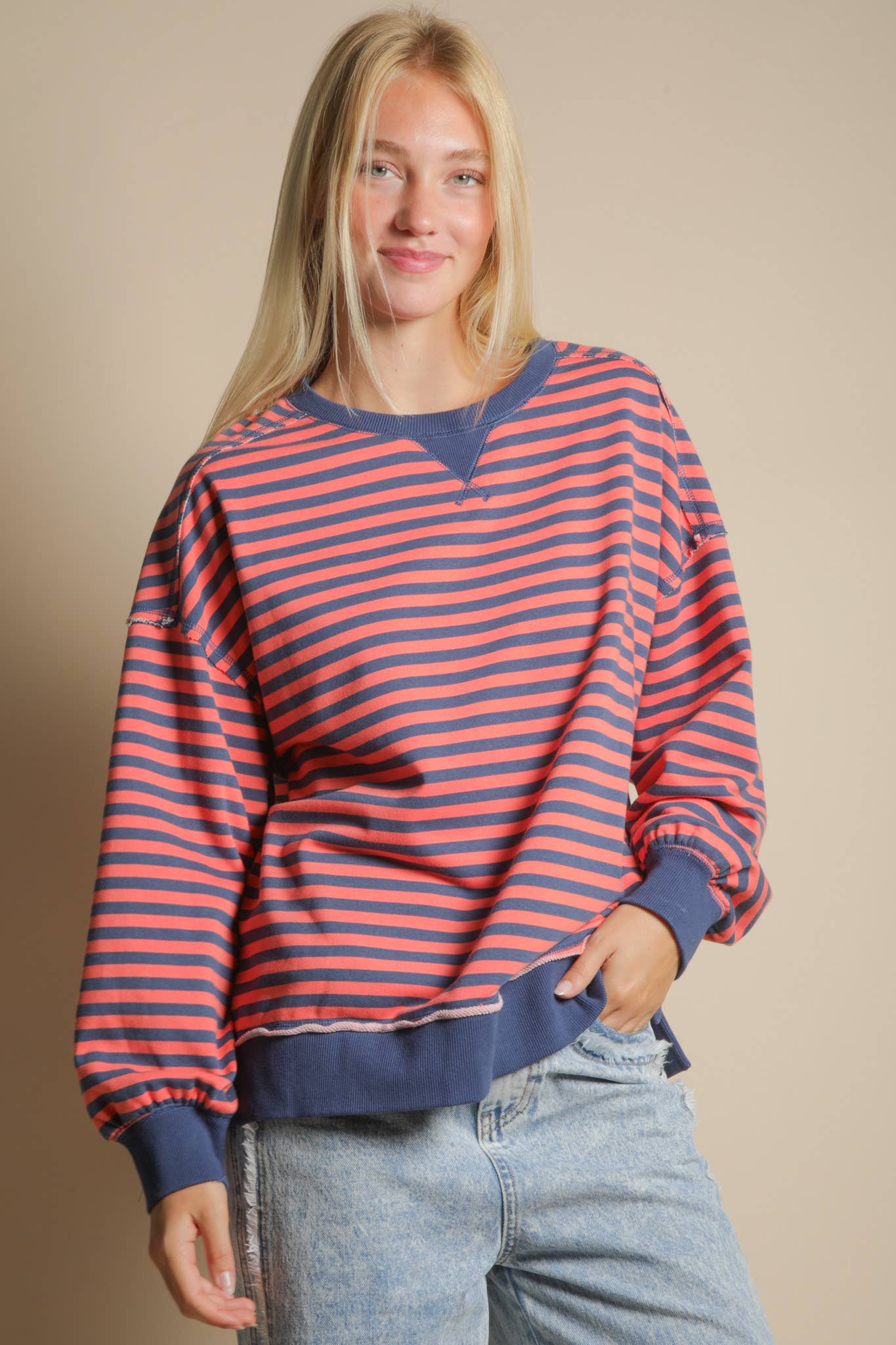 Stripe Comfy Casual Oversized Knit Top – Ruth Ann’s Retail