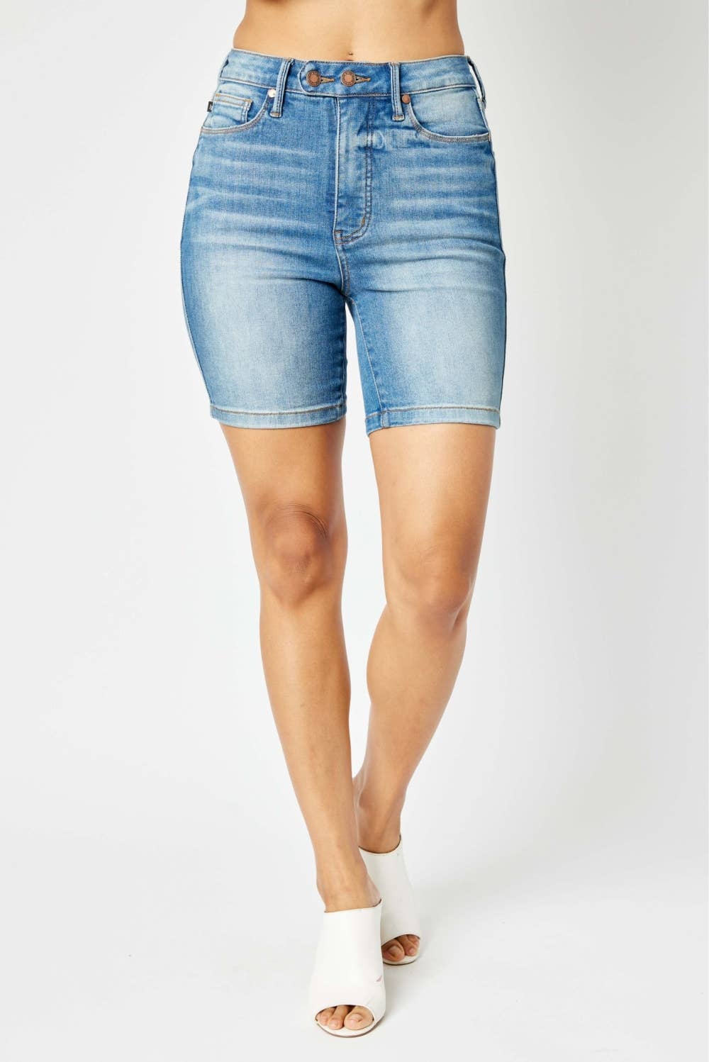 Judy Blue Jeans - HW Tummy Control Double Button Bermuda Shorts
