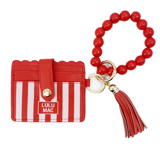 Beaded Wristlet ID Wallet Red Stripe Darby