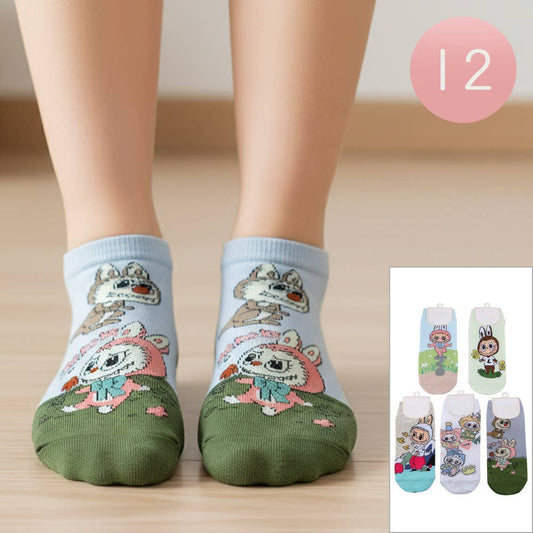 Fun Monster Bunny Character Printed Ankle Socks
