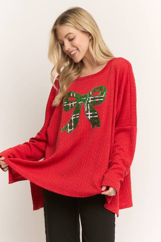 LONG SLEEVE TOP WITH CHRISTMAS PATCH