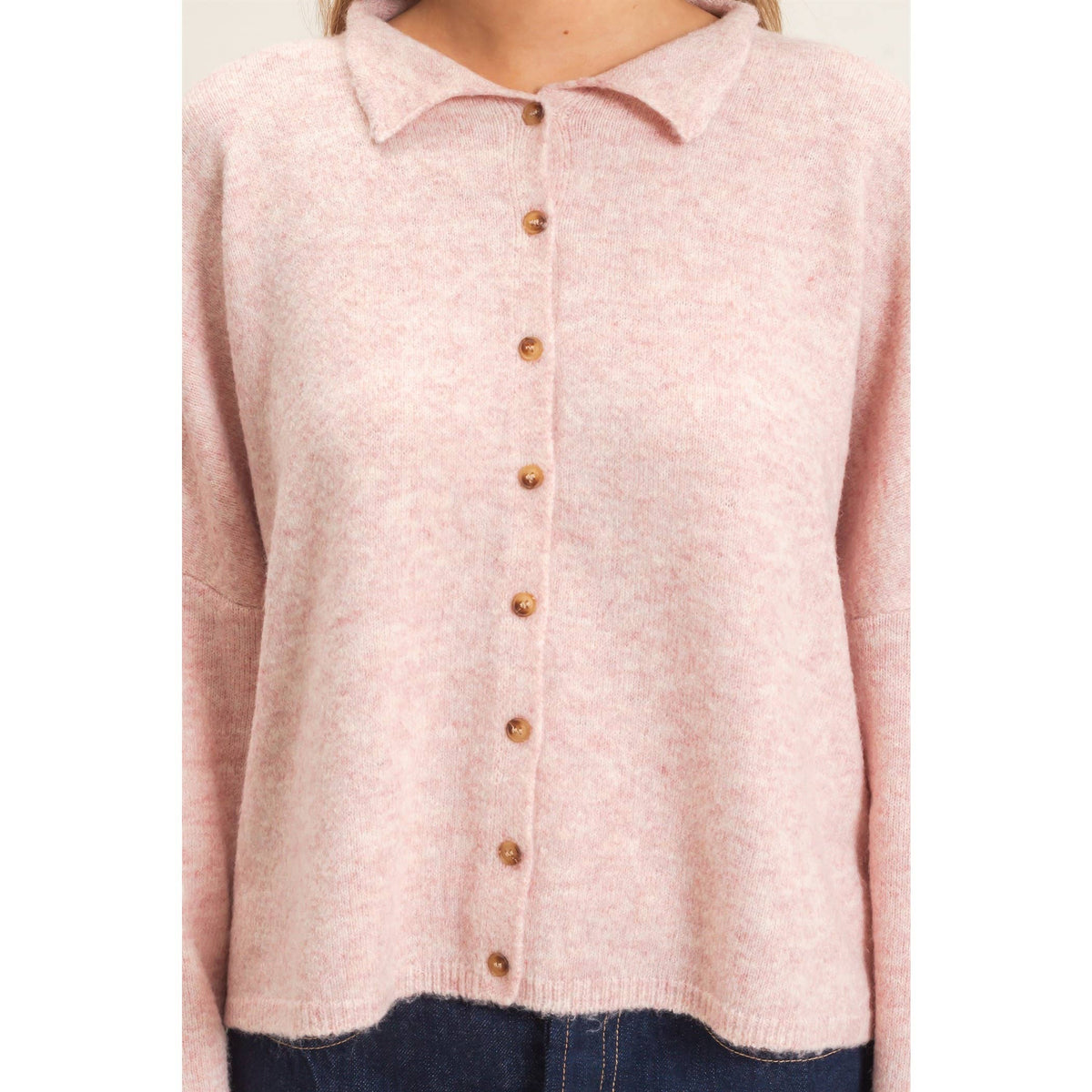 Button-Up Collared Sweater Cardigan