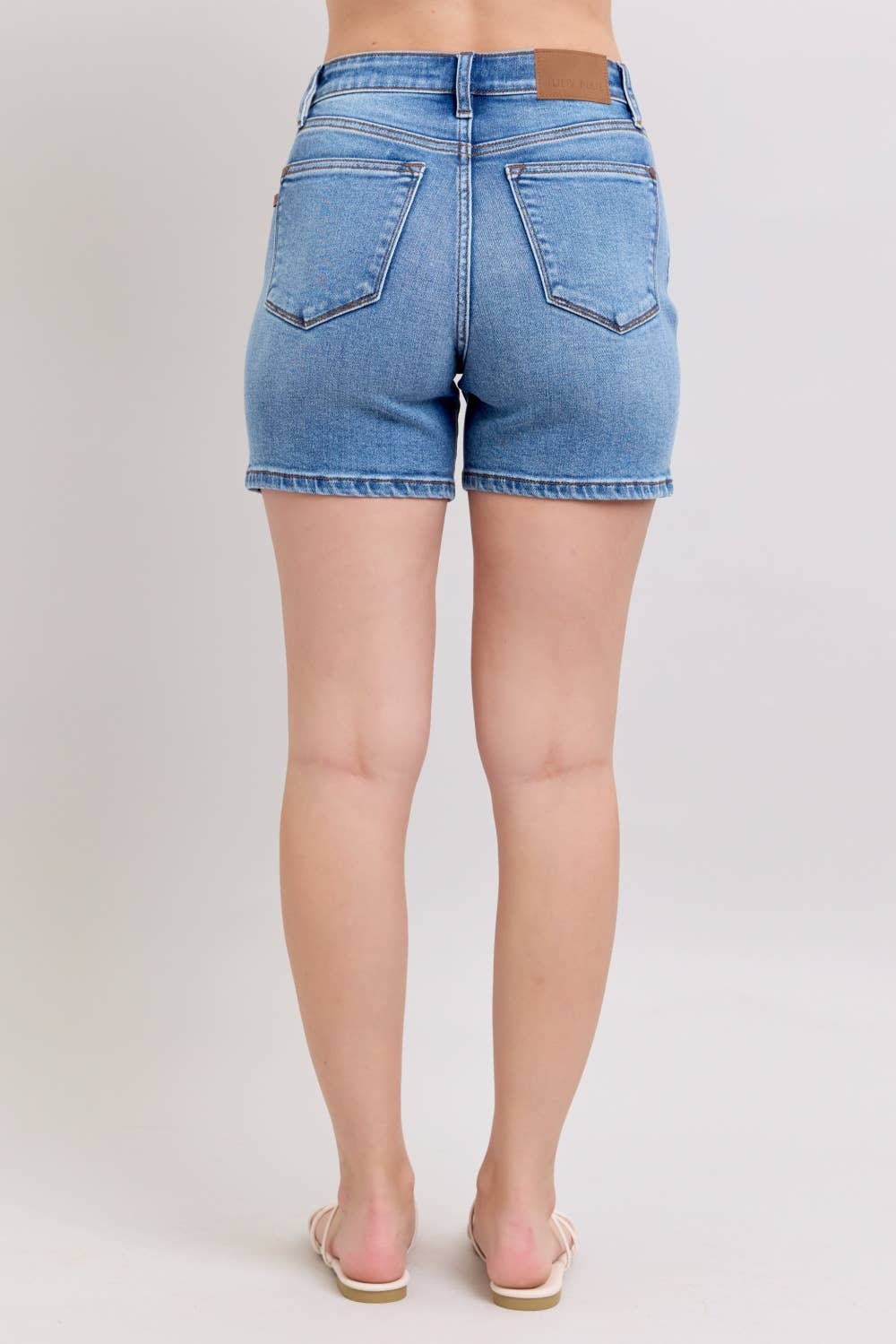 Judy Blue Jeans - HW 2 Button Mid Length Dad Shorts