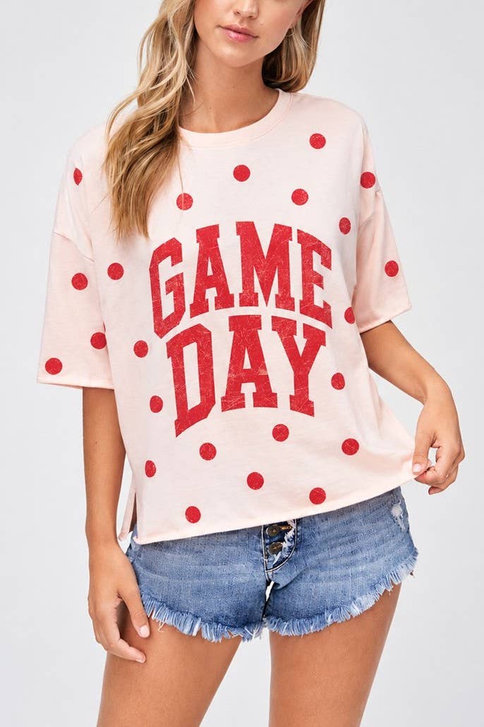 Game day polka dot top