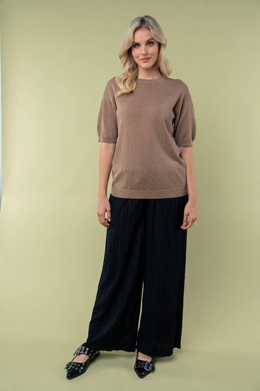 Short Sleeve Solid Knit Top