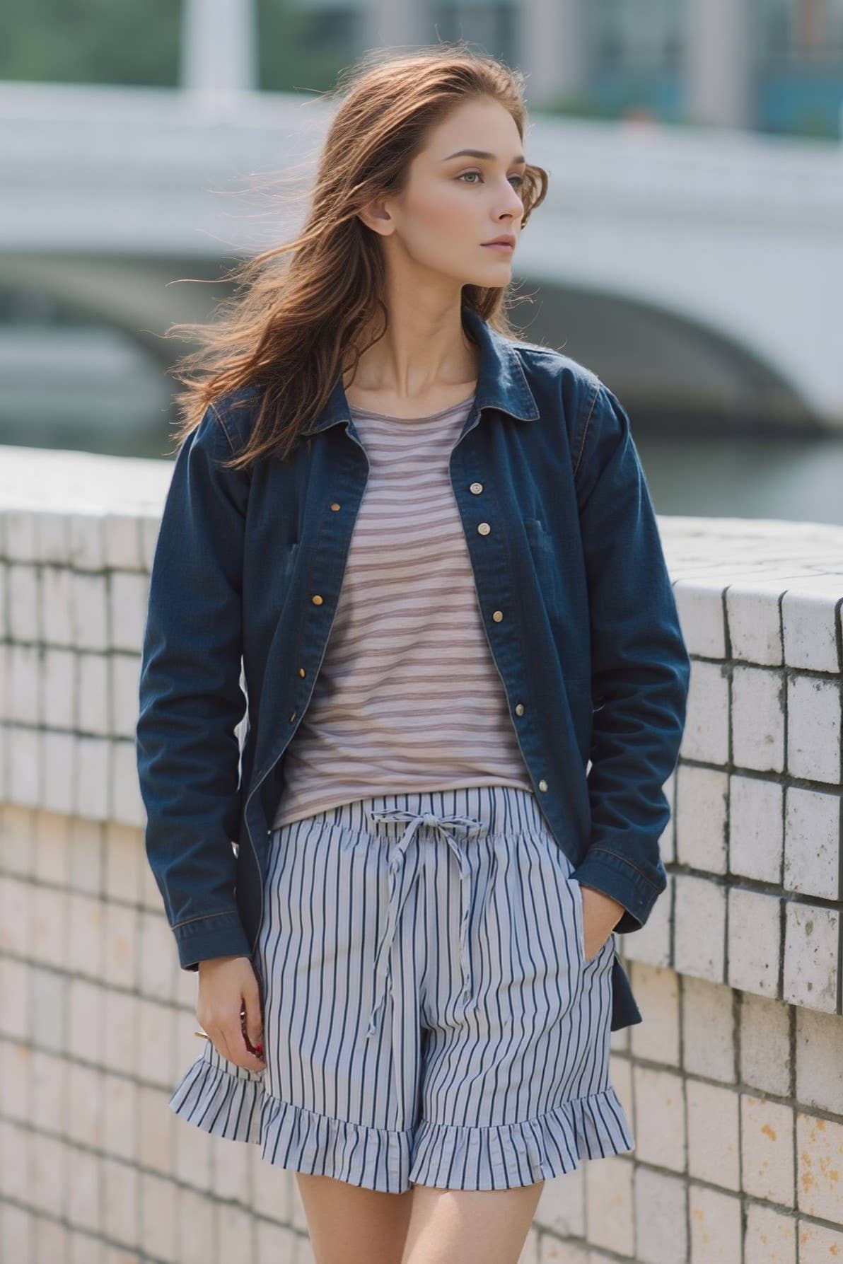 Striped Ruffle Shorts
