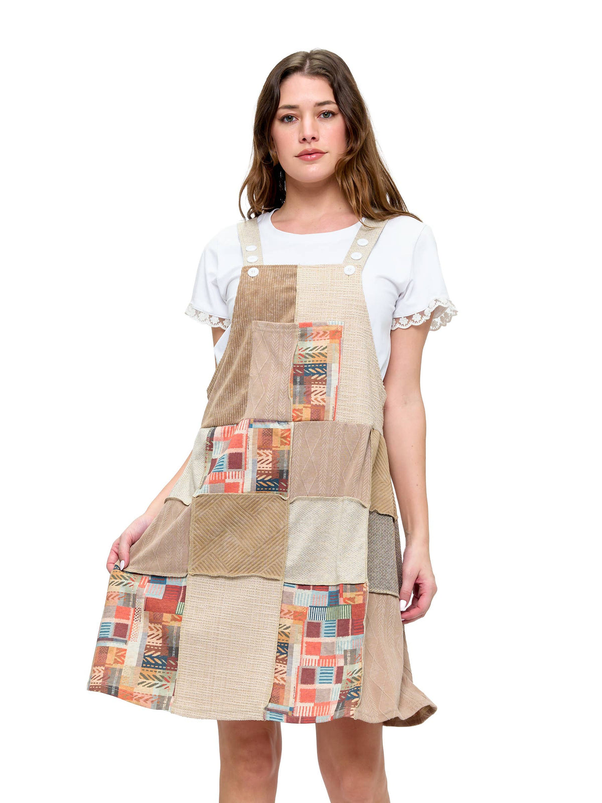Overall Knee Dress Patchwork