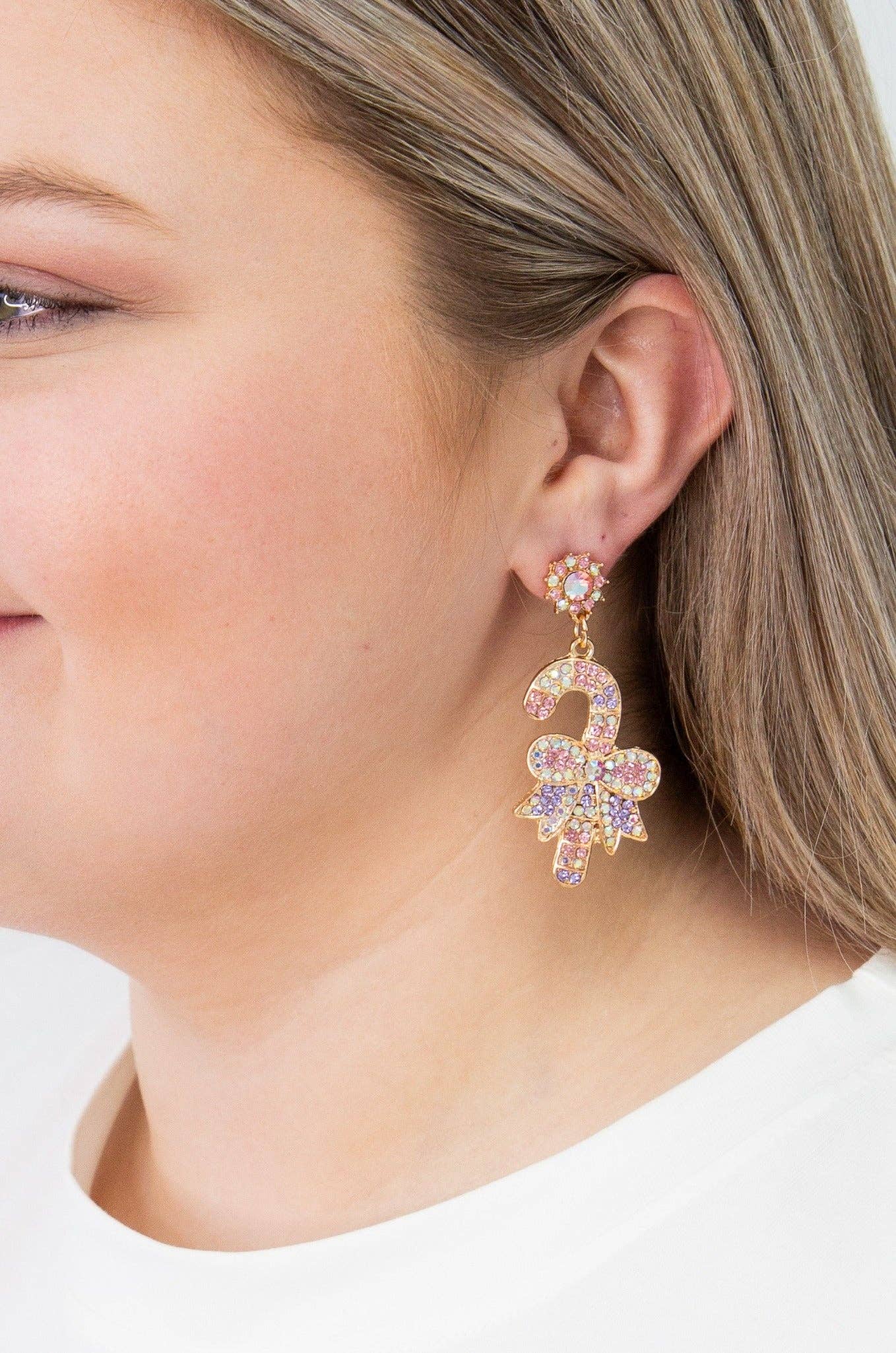 Southern Grace - Pastel Candy Cane Earrings