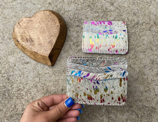 Rainbow Cowhide credit card wallet