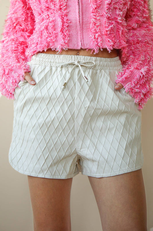 Available soon!🥰Quilted Textured Leather Shorts