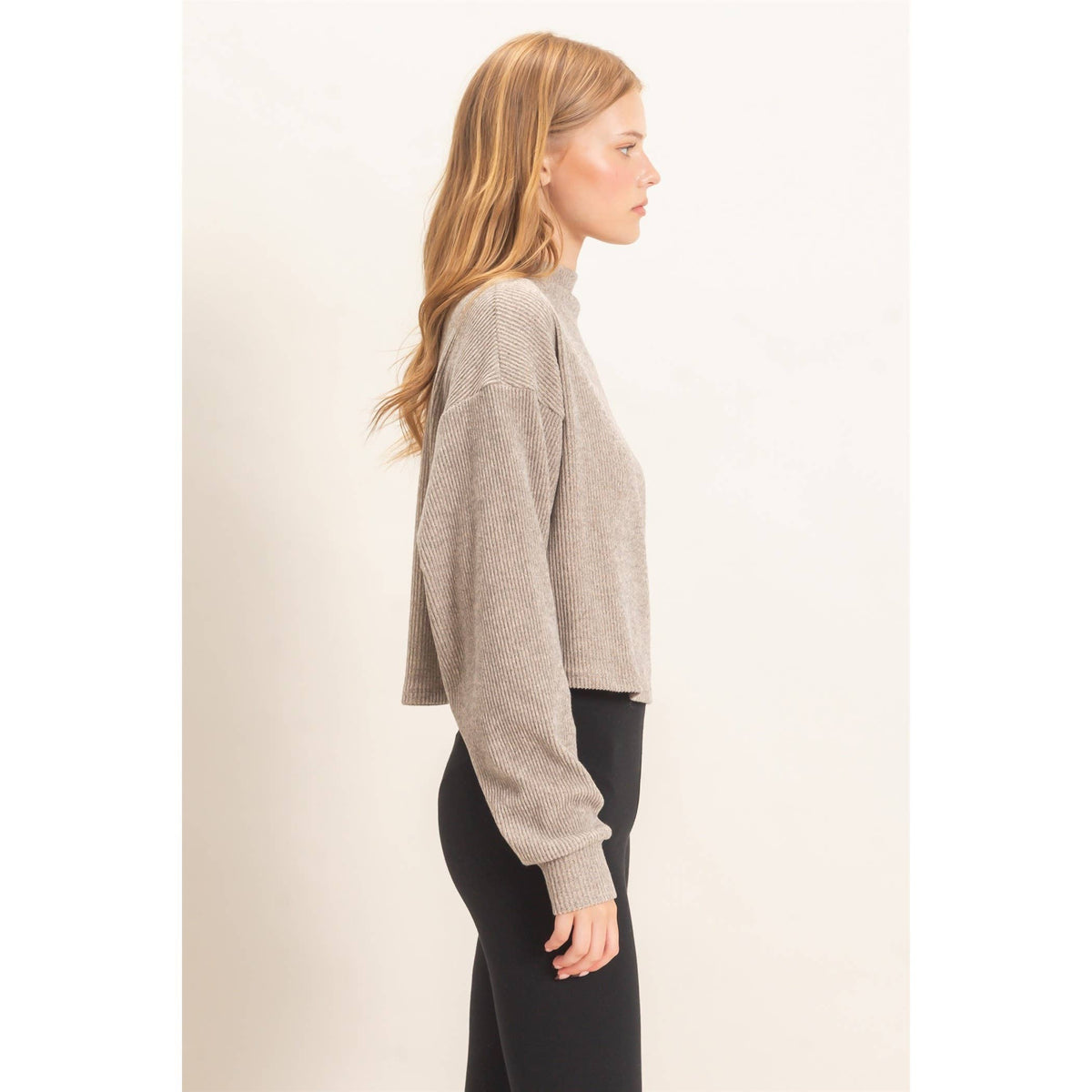 Ribbed Mock Neck Top