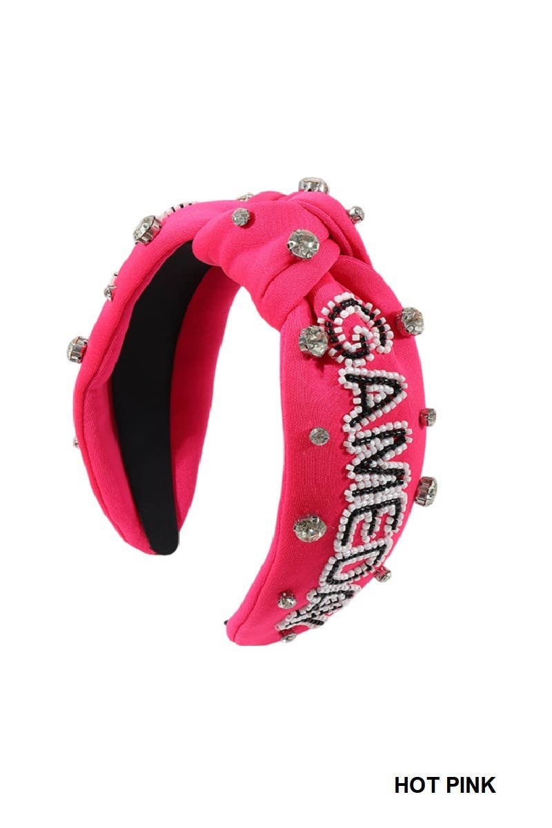 Game Day Team Spirit Rhinestone Headband: HOT PINK / 1 (ONE SIZE)