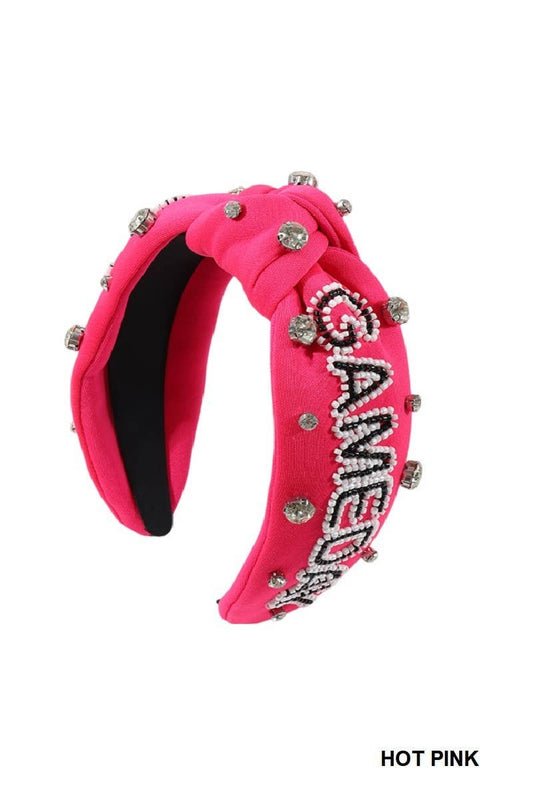 Game Day Team Spirit Rhinestone Headband: HOT PINK / 1 (ONE SIZE)