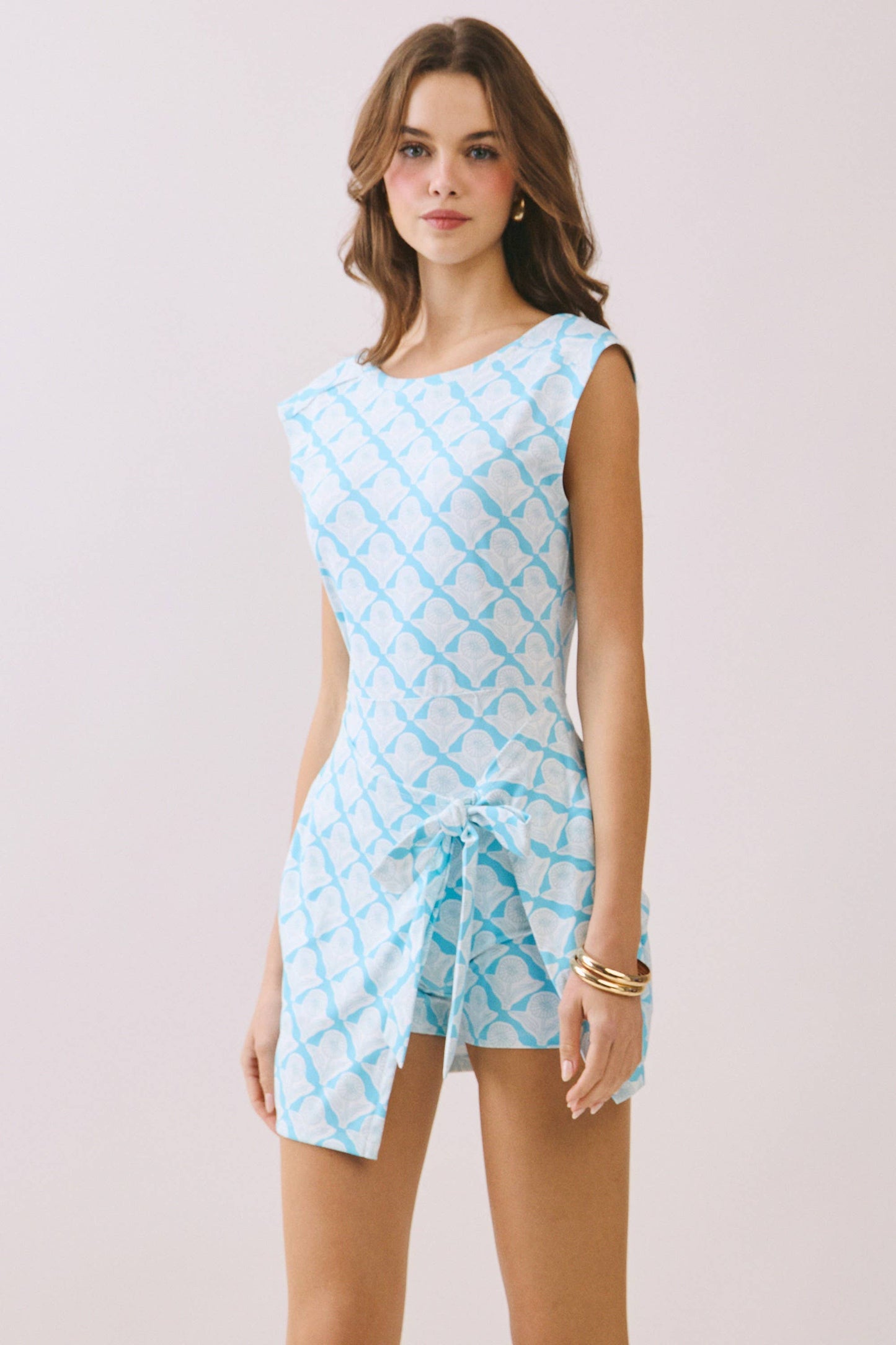 Print Front Side Tie Detail athletic romper